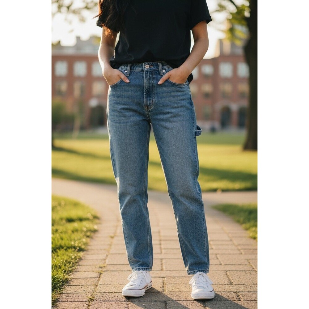 Talbots Boot Cut Mom Jeans High Waist Women's Med Wash Size 8